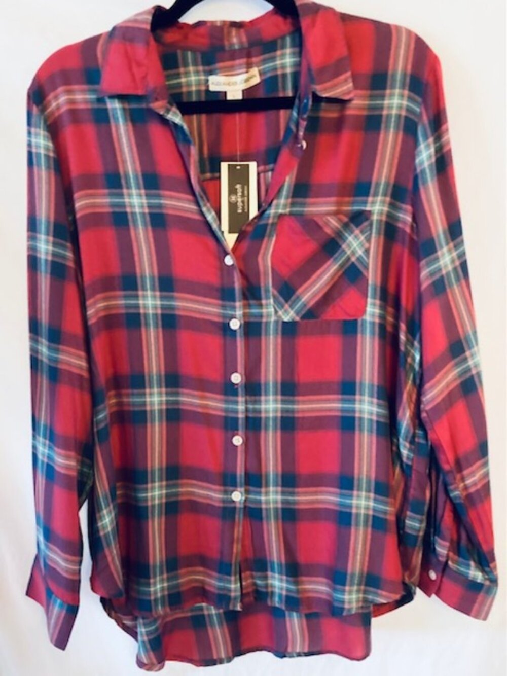 Alexander Jordan Pink Plaid Flannel shirt Sz L Pink/Blue/Green New with tags